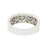18K White Gold 0.26 CT Diamonds & 1.20 CT Blue Sapphire Wedding Band Ring »BL115