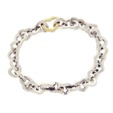 Auth Tiffany & Co 18K Gold & Sterling Silver Heart Link Bracelet Size 7.5" » U29