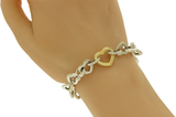 Auth Tiffany & Co 18K Gold & Sterling Silver Heart Link Bracelet Size 7.5" » U29