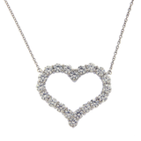 Au Tiffany & Co. 950 Platinum Diamond Large Heart Necklace Size 18"  »ED1 $9700