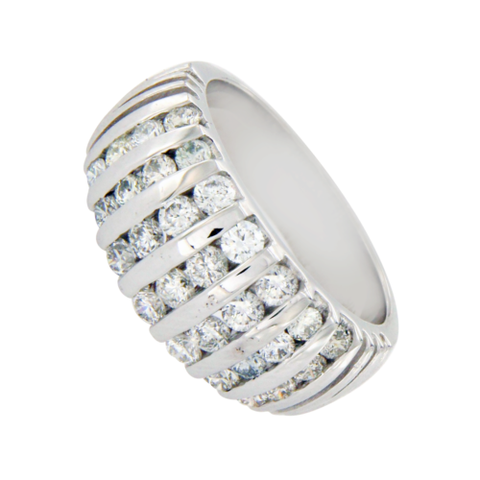 14K White Gold 1.55 CT White Diamonds Wedding Band Ring