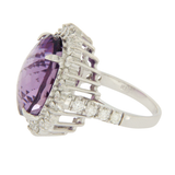 15.04 CT Amethyst & 1.96 CT Diamonds in 14K White Gold Cocktail Ring