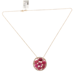 Rose Cut Sliced 12.38 CT red Sapphire 0.40 CT Diamond 14K Rose Gold Necklace