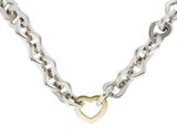 Auth Tiffany & Co 18K Gold & Sterling Silver Hearts Link Necklace Size 17" »U52