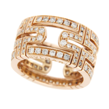 Bvlgari Bulgari 18K Rose Gold Diamond Parentesi Pavé Eternity Band Ring Size 6