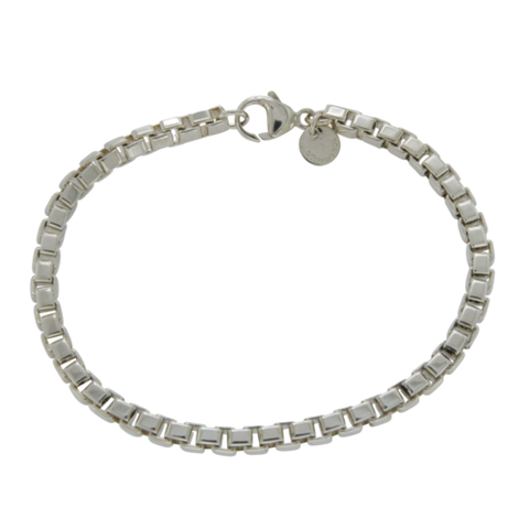 Tiffany & Co Sterling Silver  Venetian Box Chain Link Bracelet Size 7" » U219