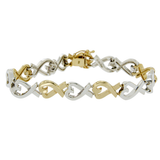 Au Tiffany & Co 18K Gold & 925 Silver Paloma Picasso Hearts X Bracelet 7.5"»ED14
