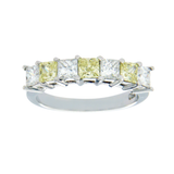 18K White Gold 1.54 CT Yellow & White Diamonds Wedding Band Ring