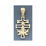 Fine 14K Yellow Gold Diamond Cut Cara Vaca Crucifix Cross Pendant
