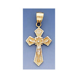 Fine 14k Gold Diamond Cut Greek Crucifix Pendant 18mm W X 38mm H