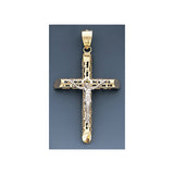 Fine 14k Gold Hollow Two-tone Crucifix  With Jesus cross Pendant