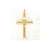 Fine 14K Yellow Gold Hollow Crucifix Crass Pendant 31 mm To 68 mm High