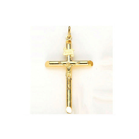 Fine 14K Yellow Gold Hollow Crucifix Crass Pendant 31 mm To 68 mm High