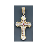 Fine 14k Yellow Gold with Cubic Zirconia Cross Pendant 38mm W X 80mm H