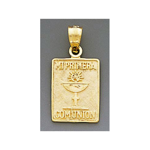 Fine 14K Yellow Gold High Polished My First Communion Pendant 4858