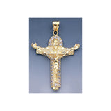 Fine 14k Yellow Gold Cubic Zirconia Nugget Crucifix Cross Pendant