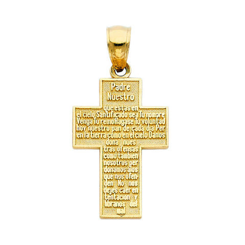 Fine 14K Yellow Gold High Polished Lord's Prayer Cross Pendant 15mm