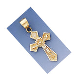 Fine 14k Gold Diamond Cut Greek Crucifix Pendant 18mm W X 38mm H