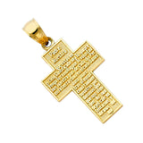 Fine 14K Yellow Gold High Polished Lord's Prayer Cross Pendant 15mm