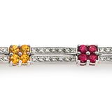 1.30 CT Diamonds & 2.95 CT Gemstones 18K White Gold Bracelet Size 6.3/4"
