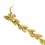 Auth H STERN 18K Yellow Gold With Rose Cut Diamonds Leaf Bracelet Size 7" »U27