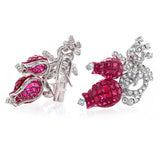 18K White Gold 1.99 CT Diamonds & Invisible 25.22 CT Ruby Tulip Earring »E2715