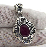 Solid Sterling Silver BALI RUBY Charm Pendant » P114