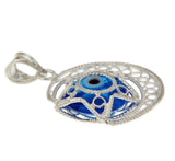 ¦Women's 925 Sterling Silver 3D Crescent Star Eye Evil Light Blue Pendant »P611