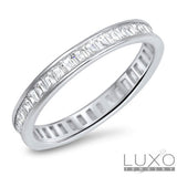 ▌Unisex 925 Sterling Silver Baguette CZ Eternity 3mm Band Ring Size 5 to 9»R12/7