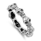 ▌Unisex 925 Sterling Silver Skull Band Ring Sizes 4,5,6,7,8,9,10,11,12,13 »R13/8