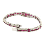 15.52 CT Natural Ruby & 0.77 CT Diamonds 18K White Gold Bracelet 7"