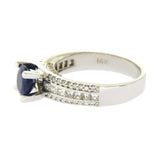 1.25 CT Blue Sapphire & 1.00 CT Diamonds in 14K White Gold Engagment Ring