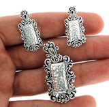 ¦Women's 925 Sterling Silver Hammered Earring Pendant Set ANTIQUE DESIGN » S16