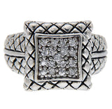 Solid Sterling Silver CZ Studded Bali Ring»R113