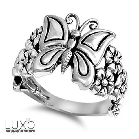▌925 Sterling Silver Beautiful Butterfly Flowers Filigree Ring Size 4 to12»R317