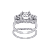 18K White Gold 0.56 CT Diamonds Semi Mount Engagement With Band Ring Size 6»N12