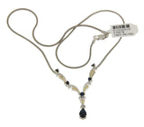 ¦Women's 925 Tow Tone Sterling Silver & 14K Gold Sapphires 17" Necklace » P615