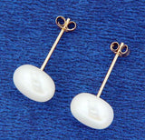 ¦14K Solid Gold 9 mm White Freshwater Pearl Stud Earring »GU118