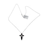 0.21 CT Diamonds 14K Yellow Gold With Onyx Cross Pendant Necklace Size 16"»N114