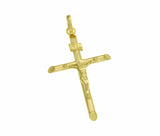 ▌Solid 14k Yellow Gold INRI Latin Jesus Crucifix  42mm Height Cross Pendant »G13