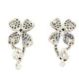18K Gold Pave 0.19 CT Diamonds & 1.01 CT Blue Sapphire Flower Earring »BL121