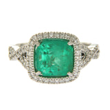 0.50 CT Diamonds & 2.50 CT Emerald in 14K White Gold Ring