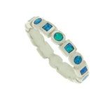 ▌925 Sterling Silver Blue Opal Eternity Band Ring Size 5,6,7,8,9,10 »R12/10