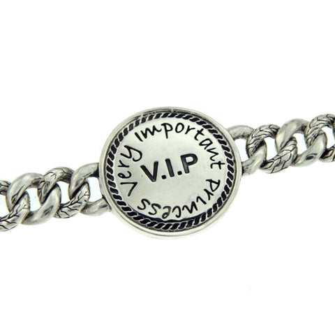 ¦Men's 925 Sterling Silver VIP Curb Cuban Chain Bibi Bracelet Size 6 3/4" » B17