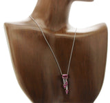 14K White Gold 0.10 CT Diamonds 1.91 CT Pink Sapphires Necklace 16" »BL110