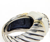 Authentic DAVID YURMAN  925 Silver & 18K Gold Diamond Ring Size 4.5 »U214
