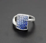 ¦Women's Modern 14k Solid Gold with French Cut Sapphires & Diamonds Ring »GU115