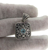 ¦Solid Sterling Silver Blue Topaz Cut-Out Cluster Flower Pendant  NEW!! » P47