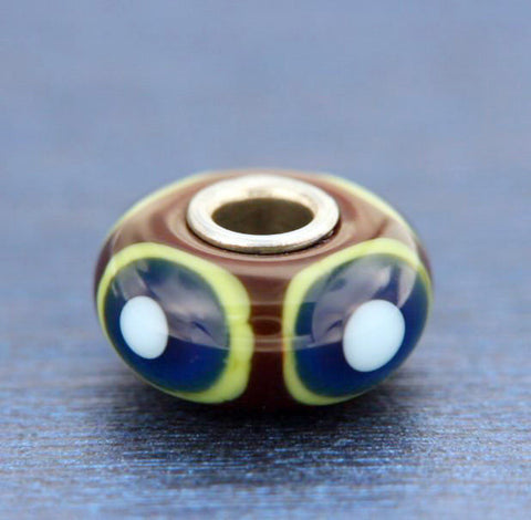 ¦AUTHENTIC TROLLBEADS Green & Blue Eye Bead glass BEAD» U31