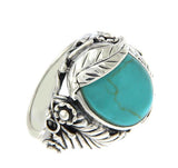 Solid Sterling Silver Turquoise Leaf Ring»R116